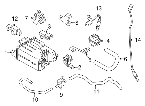 2021 Nissan Murano Powertrain Control Tank Vacuum Diagram for 14958-JA80A