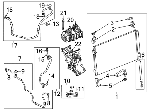 2015 Chevrolet Silverado 3500 HD A/C Condenser, Compressor & Lines Evaporator Tube Diagram for 23486543