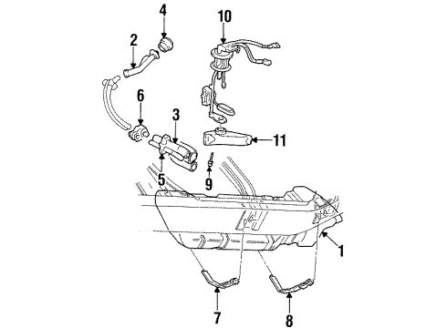 1998 GMC Yukon Fuel System Components Strap Asm-Fuel Tank Diagram for 15721903