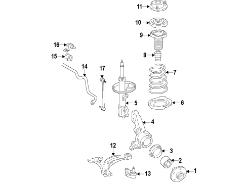 2015 Lexus RX350 Front Suspension Components, Lower Control Arm, Ride Control, Stabilizer Bar Front Axle Hub Sub-Assembly, Left Diagram for 43502-0E030