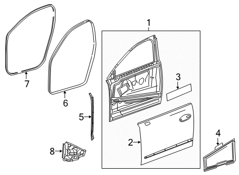 2019 Buick LaCrosse Front Door Front Weatherstrip Diagram for 26211298