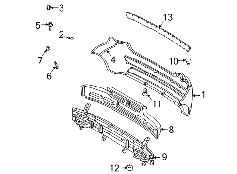 2009 Chevrolet Aveo5 Rear Bumper Impact Bar Clip Diagram for 94530438