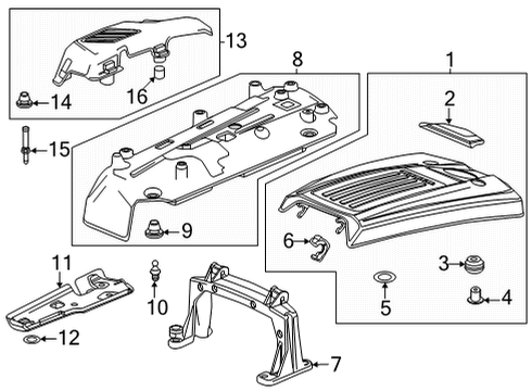 2022 Cadillac CT4 Engine Appearance Cover Upper Cover Ball Stud Diagram for 12673451