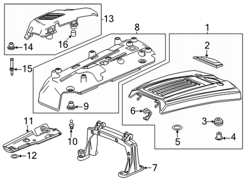 2022 Cadillac CT4 Engine Appearance Cover Emblem Insulator Diagram for 12559120