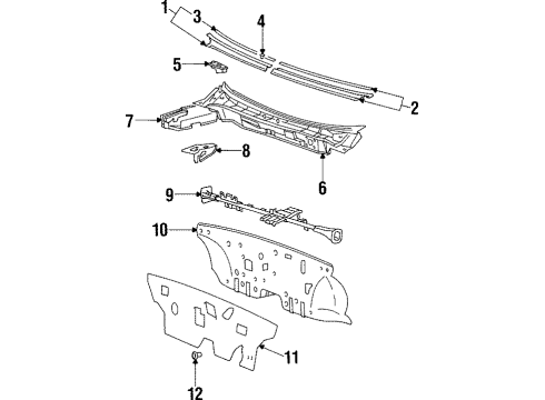 2000 Hyundai Tiburon Cowl Insulator-Dash Panel Diagram for 84124-27000