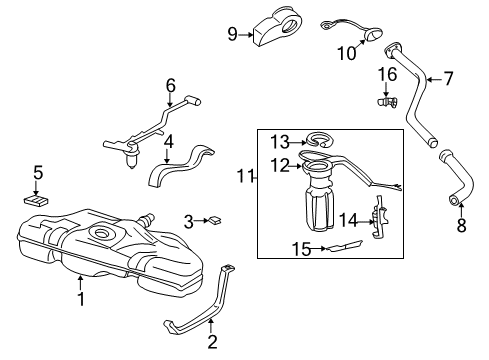 1999 Pontiac Grand Am Senders Housing Asm-Fuel Tank Filler Pipe Diagram for 22612470