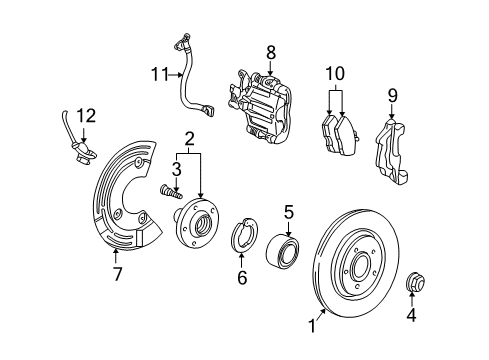 2003 Ford Thunderbird Rear Brakes Brake Hose Diagram for 1W4Z-2A442-B