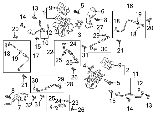 2019 Ford F-150 Turbocharger Oil Pipe Bolt Diagram for -W715565-S900