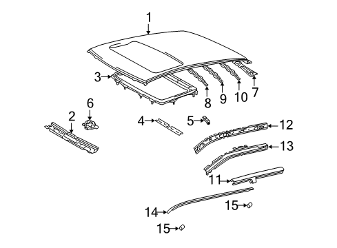 2004 Scion xA Roof & Components, Exterior Trim Drip Molding Diagram for 75551-52090