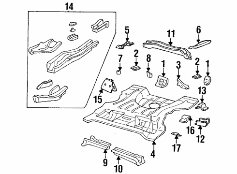 1998 Cadillac DeVille Rear Body - Floor & Rails PANEL Diagram for 25661055