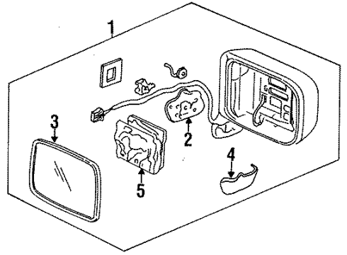 1995 Honda Odyssey Mirrors Mirror Assembly, Passenger Side Door (R.C.) Diagram for 76200-SX0-A12