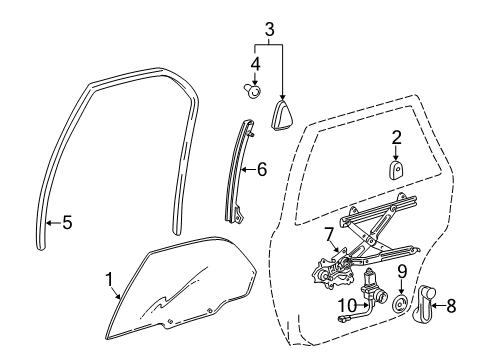 1998 Toyota Camry Front Door Run, Rear Door Glass, RH Diagram for 68142-AA010