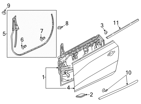 2018 Buick Cascada Door & Components, Exterior Trim Weatherstrip Asm-Front Side Door Lower Auxiliary Diagram for 13292214