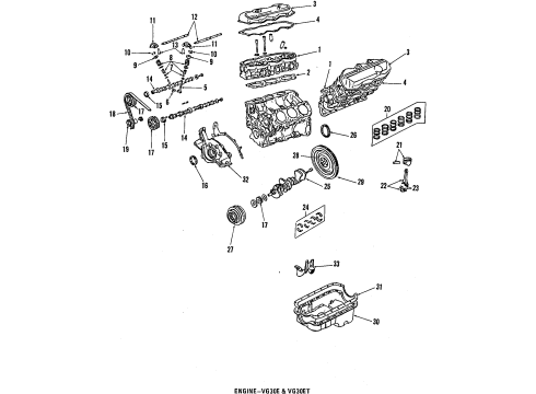 1988 Nissan 300ZX Engine Parts, Mounts, Cylinder Head & Valves, Camshaft & Timing, Oil Pan, Oil Pump, Crankshaft & Bearings, Pistons, Rings & Bearings Piston Set With Pin Diagram for 12010-17V13