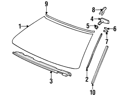 1995 Chevrolet Lumina Windshield Glass, Reveal Moldings Reveal Molding Retainer Diagram for 10270541