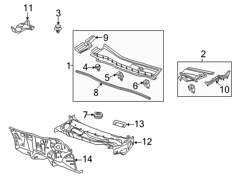 2009 Honda Accord Cowl Cover, R. Hood Hinge Diagram for 74212-TE0-A00