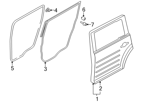 2019 Ford Flex Rear Door Outer Panel Diagram for 8A8Z-7424700-A