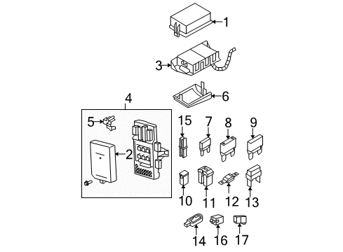 2008 Ford F-150 Fuse & Relay Fuse Box Cover Diagram for 2L1Z-14A003-DA