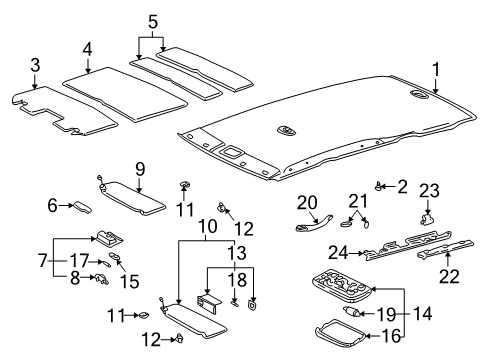 2004 Toyota Highlander Interior Trim - Roof Roof Rail Bracket Diagram for 61729-48020