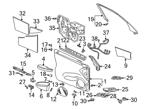 2000 Cadillac DeVille Front Door Armrest Asm, Front Side Door-L/H *Pewter Diagram for 12482420