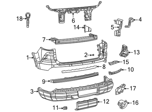 2021 Jeep Grand Cherokee L Bumper & Components - Rear SHIELD-FASCIA Diagram for 68488222AA