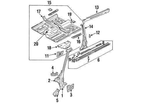 1990 Nissan Sentra Hinge Pillar, Rocker, Floor Floor-Front Diagram for 74300-94A30
