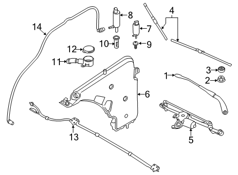 2015 BMW 428i xDrive Gran Coupe Headlamp Washers/Wipers Front Windscreen Wiper Blades Set Diagram for 61612349870