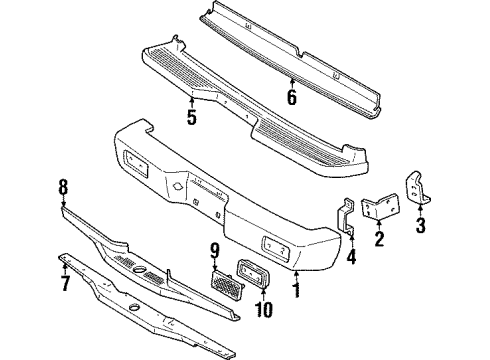 1997 Mercury Mountaineer Rear Bumper Stone Deflector Diagram for F1TZ-17808-A