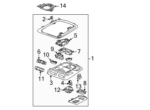 2014 Cadillac XTS Overhead Console Overhead Console Diagram for 20996324