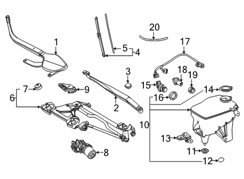 2016 Toyota Mirai Wiper & Washer Components Motor Assembly, Front WIPER Diagram for 85110-28250