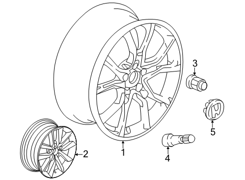 2019 Honda Civic Wheels, Covers & Trim Disk, Aluminum Wheel (20X8 1/2J) (Hitachi) Diagram for 42700-TGH-A92