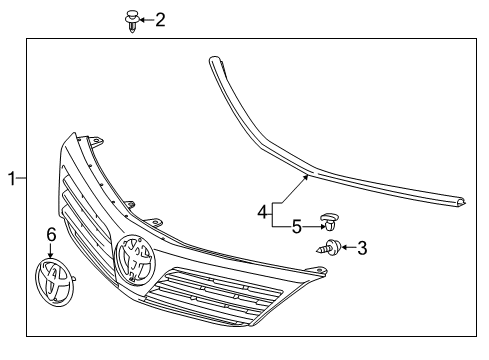 2012 Toyota Camry Grille & Components Grille Assembly Diagram for 53101-06320