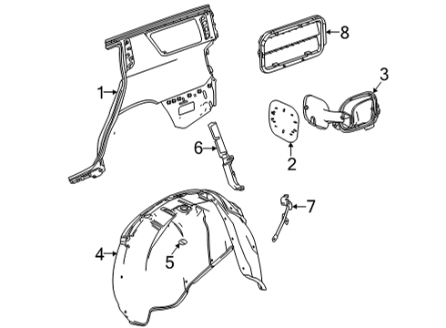 2022 Chevrolet Tahoe Quarter Panel & Components Wheelhouse Liner Diagram for 84856835