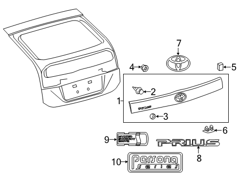 2015 Toyota Prius Exterior Trim - Lift Gate Nameplate Diagram for 75441-47031