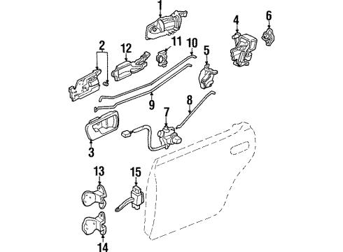 1995 Acura TL Rear Door Lock Assembly, Right Rear Door Diagram for 72610-SW5-003
