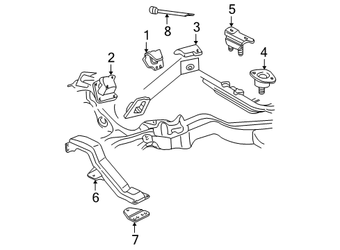 2002 Chevrolet S10 Engine & Trans Mounting CROSSMEMBER Diagram for 15720829