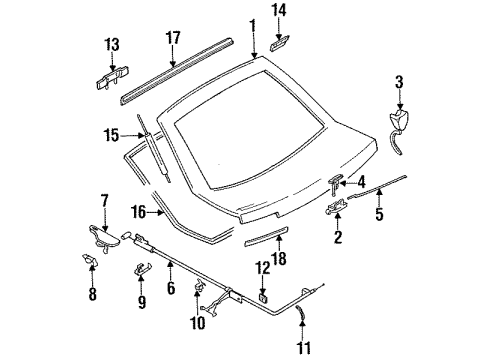 1992 Nissan NX Lift Gate & Hardware, Exterior Trim Stay Assy-Back Door, RH Diagram for 90450-61Y00