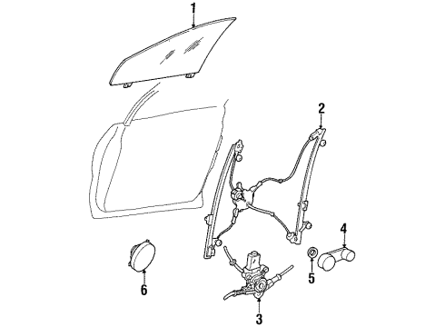 1997 Chrysler Town & Country Front Door - Glass & Hardware Window Regulator Front Drivers Side Diagram for 4675603AB
