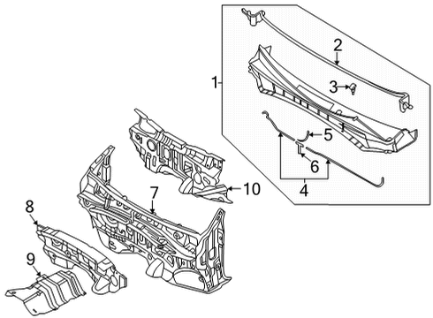 2022 Hyundai Santa Cruz Cowl PANEL COMPLETE-DASH Diagram for 64300-K5000