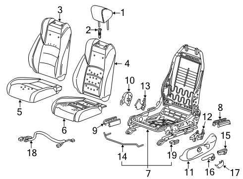 2019 Honda Accord Driver Seat Components Pad, Left Front Seat Cushion Diagram for 81537-TVA-A11
