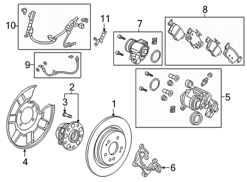 2021 Acura TLX Brake Components Bracket, Driver Side Epb Harness Diagram for 47569-TGV-A00