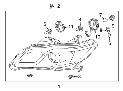 2013 Acura RDX Headlamps Cover Diagram for 33127-TX4-A11