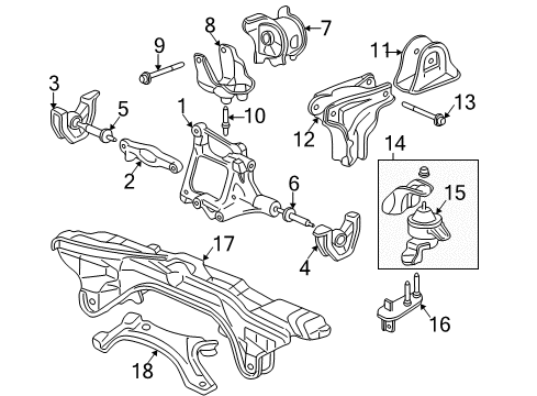 1998 Honda CR-V Engine & Trans Mounting Bracket, Transmission Mounting Diagram for 50825-S10-010