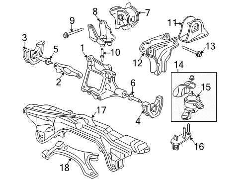 1998 Honda CR-V Engine & Trans Mounting Bolt, Left Front Stopper Diagram for 90131-ST7-000