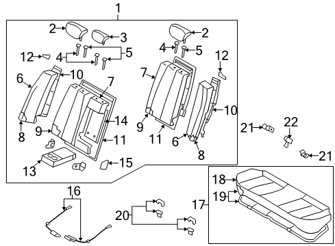 2007 Hyundai Elantra Rear Seat Components Frame Assembly-Rear Seat Back Main Diagram for 89401-2H100