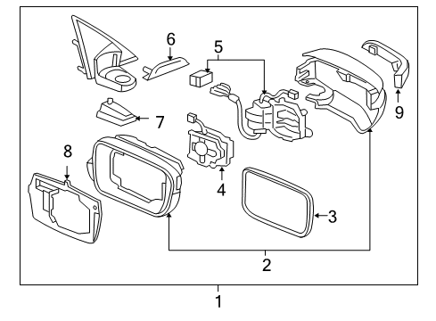 2012 Acura RL Mirrors Mirror Assembly, Driver Side Door (Alberta White Pearl) (R.C.) (Heated) Diagram for 76250-SJA-A03ZL