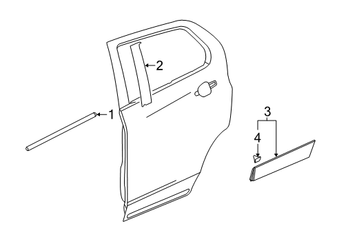 2022 Buick Encore Exterior Trim - Rear Door Lower Molding Diagram for 95157447