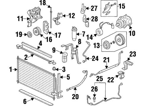1998 Acura TL A/C Condenser, Compressor & Lines Nut-Washer (10MM) Diagram for 90058-PG6-000