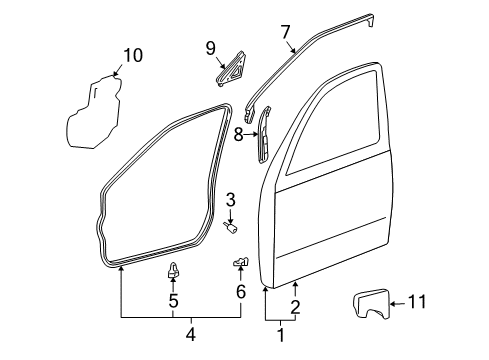 2006 Lexus LS430 Front Door Weatherstrip, Front Door, RH Diagram for 67861-50030