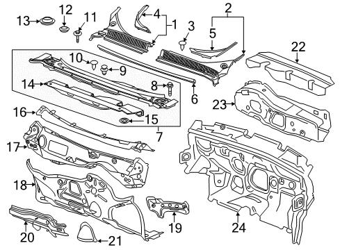 2017 Chevrolet Volt Cowl Insulator Diagram for 23101813